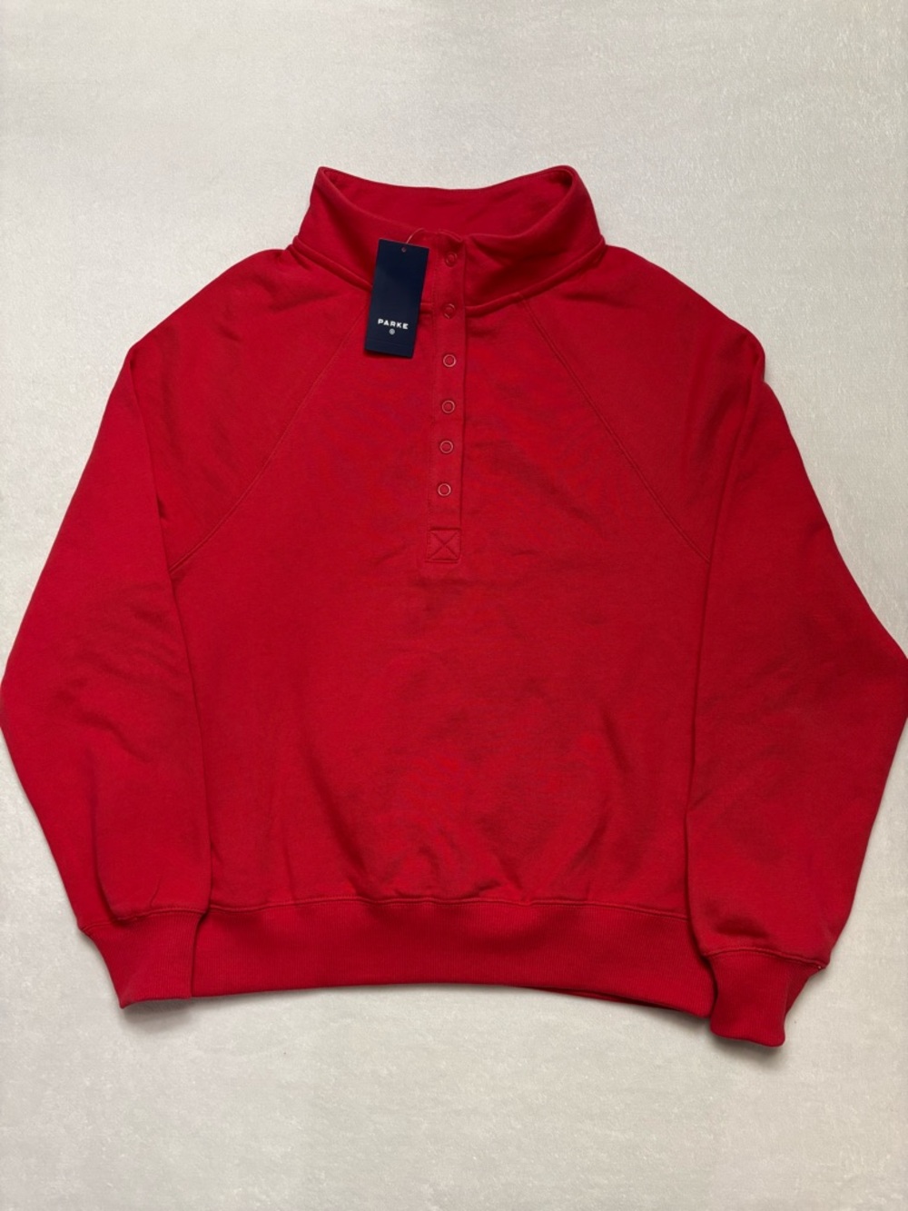 💗 Parke x Target Women's Snap Mockneck Popover Sweatshirt Red NWT Size XXS/XS - Picture 3 of 4